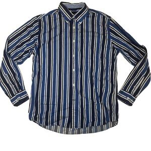 Tommy Hilfiger Men Vertical Stripe Long Sleeve Button Up Shirt Size Medium